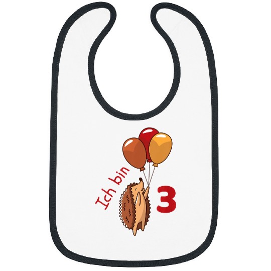 Hedgehog Pet Kids Ich bin 3 Hedgehogs Balloon 3rd Birthday Year Childrens Birthday Party Bibs