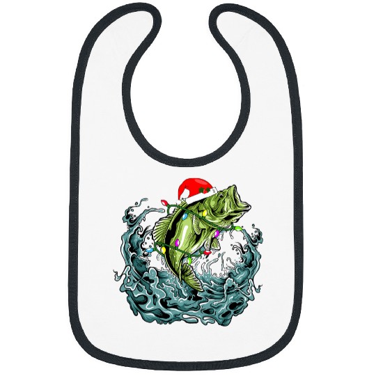 Fishing Fun Santa Bass Fishing Christmas For Men Funny Fishermen xmass Bibs