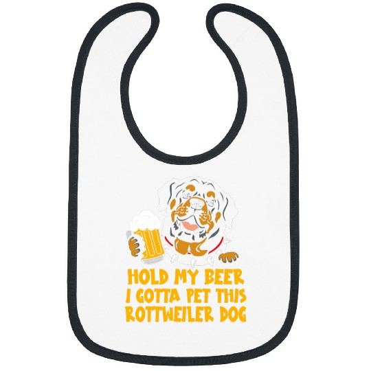Rottweiler Pet Dog Holds Beer Dog Dinking Beer Day Bibs