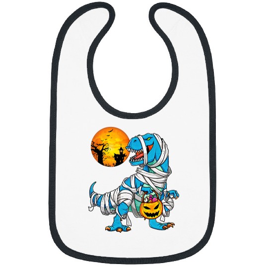 Dinosaur Pet Mummy Dinosaur T rexs Pumpkin Red Moon Halloween Tree 8 Bibs