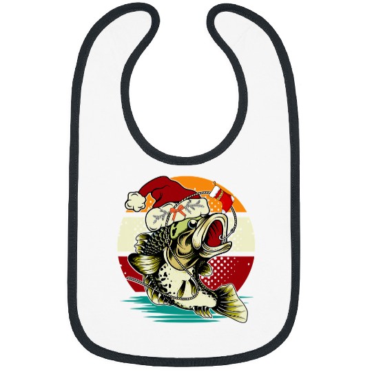 Fishing Fun Funny Bass Fishing Santa Hat Christmas Pajama Fishermen 86 Bibs