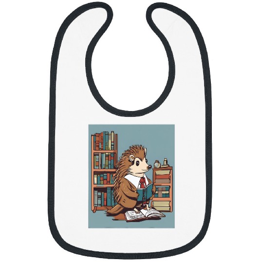 Hedgehog Pet Librarian Hedgehog Spine Of Books Bibs