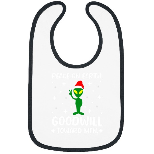 Aliens UFO Peace on Earth Goodwill Toward Men Alien Santa Hat Pacifist Bibs