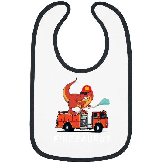 Dinosaur Pet Firefighter Funny Fireman Truck TRex Volunteer Bibs