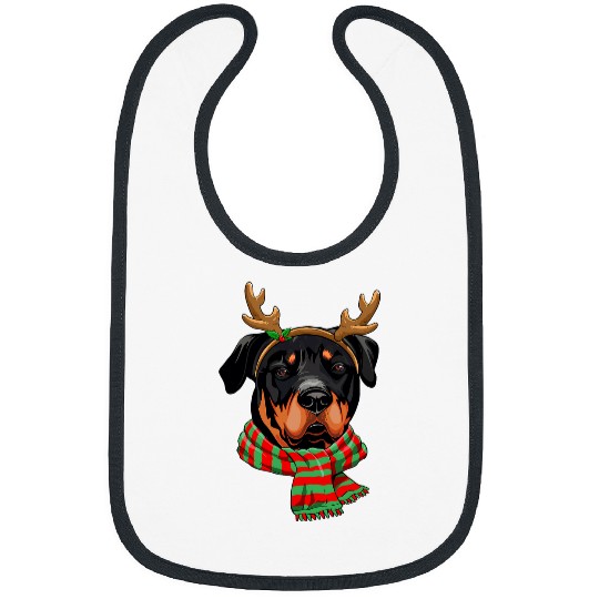 Rottweiler Pet Dog Christmas Reindeer Hat Funny Xmas Bibs