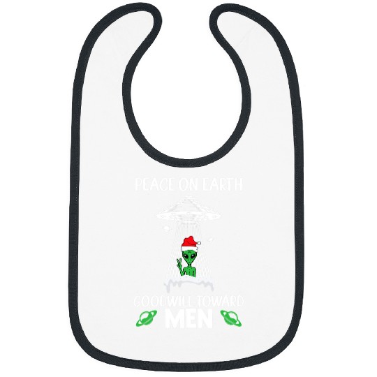 Aliens UFO Peace on Earth Goodwill Toward Men Alien Santa Hat Pacifist 21 Bibs