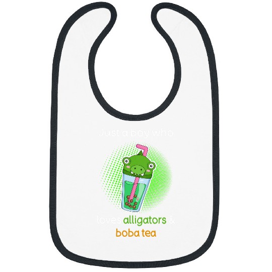 Alligator Pet Kids Boba Tea  Boys Alligator Lover Gator and Bubble Tea Bibs