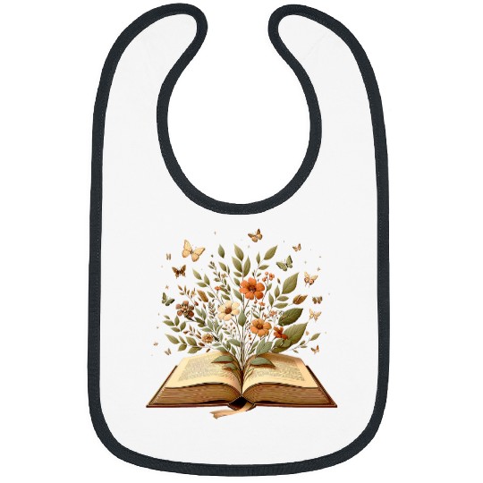 Book Fun Cottagecore Wildflowers Aesthetic Bookworm 2 Bibs