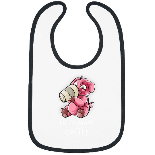 Pig Pet I Need More Coffee In My Mug Caffeine Funny Pig Farm Farmer Bibs