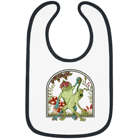 Frog Pet Cottagecore Aesthetic Two Dancing Frogs Cute Mushroom Bibs