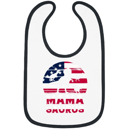 Dinosaur Pet Mama Saurus Mama Dinosaur American Flag Dino Mamasaurus Bibs