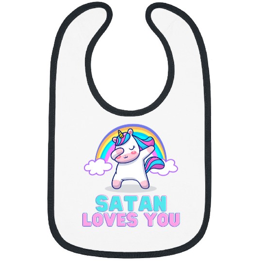 Unicorn Pet Satan Loves You Cute Unicorn Dab Festival Club Occult Pagan Bibs