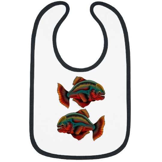 Fishing Fun Old School Piranha Fisherman vintages Design Bibs