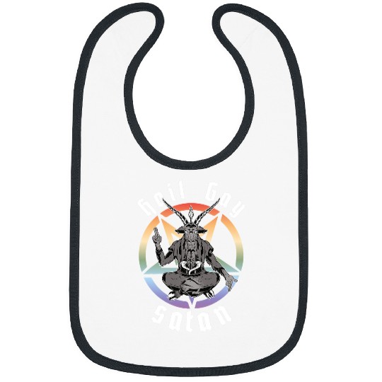 Goats Pet Hail Gay Satan Rainbow Baphomest Devil Goats LGBTQ Queer Pride Bibs