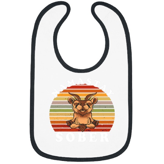 Goats Pet Namastay Sober Goats Retro Vintage 1 Step Recovery Sobriety Bibs