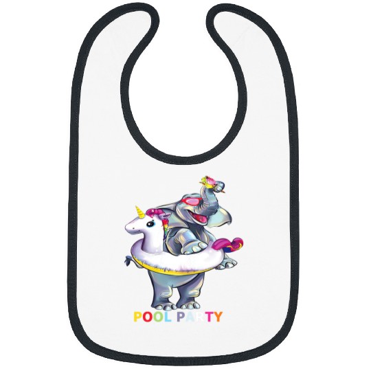 Elephant Mammal Pool Party Elephant Unicorn Float Summer Holidays Youth Kids Bibs
