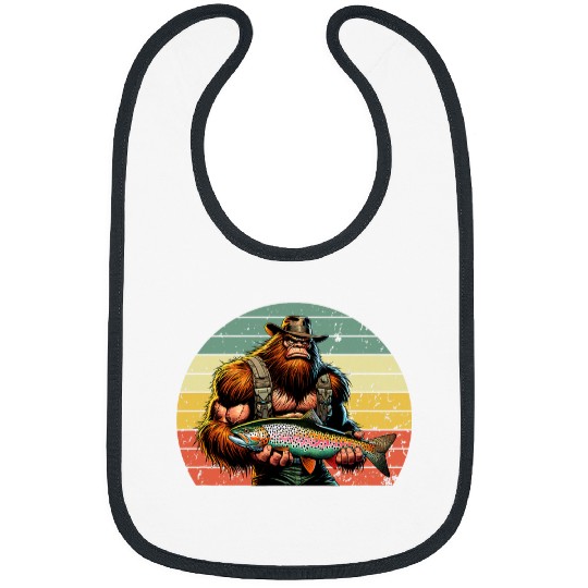 Bigfoot Pet Rainbow Trout Fishing Bigfoot Holding a Rainbow Trout Bibs