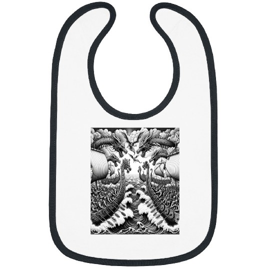 Dragon Pet Viking Ships Dragons Waves Warriors Clouds Sails Battle Bibs