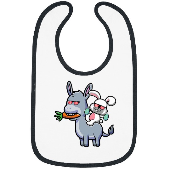 Donkey Pet Easter Bunny Riding On Donkey Cute Easter Egg Hunt Kids Bibs