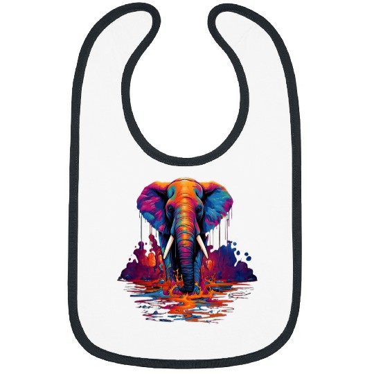 Elephant Mammal Painted Elephant Vibrant Colorful Artist Splash Graphic Bibs