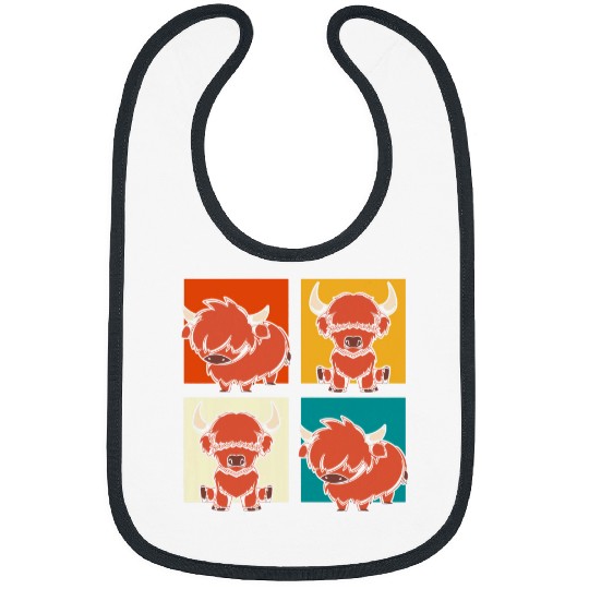 Cow Pet Scottish Cattle Farmer Farm Animal Pop Art Highland Cow Bibs