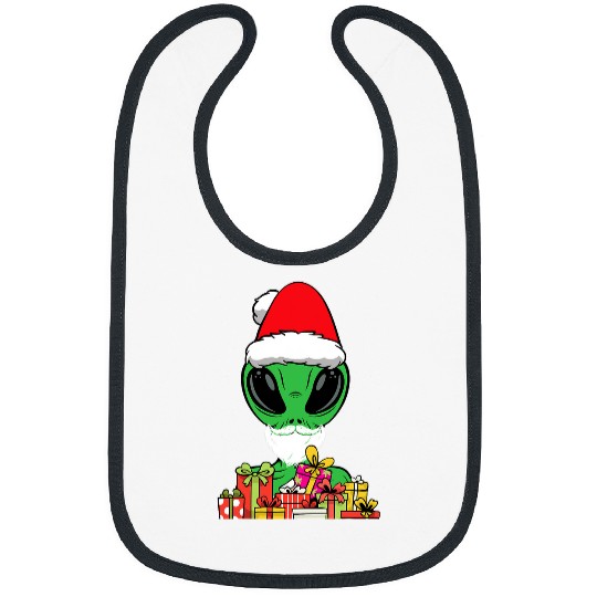 Aliens UFO Bearded Santa Alien Christmas Holiday Santa Hat Presents Bibs