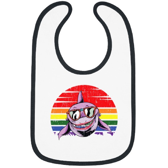 Shark Pet LGBT Pride Shark Gay Pride Retro Ocean Animal LGBT Q Proud Ally 1 Bibs
