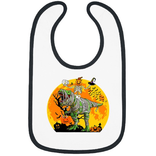Dinosaur Pet Skull Riding Mummy Dinosaur T rexs For Boys Kids Halloween 3 Bibs