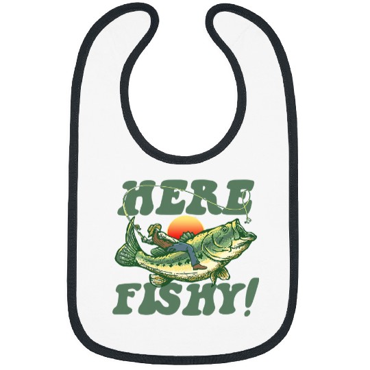 Fishing Fun Here Fishy Fisherman Rodeo Riding Striped Bass Fishing 80s 107 Bibs