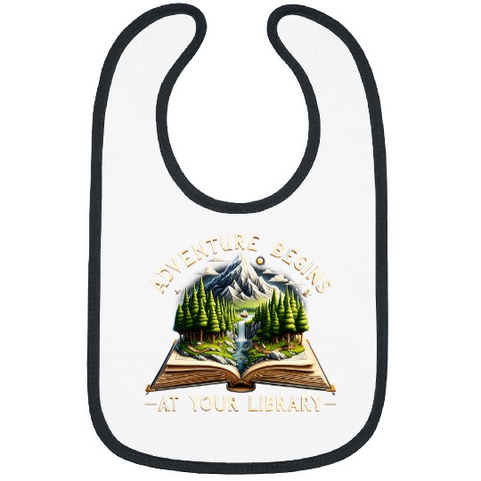 Book Fun Adventure Begins At Your Library Book Lover vintages Camping Bibs
