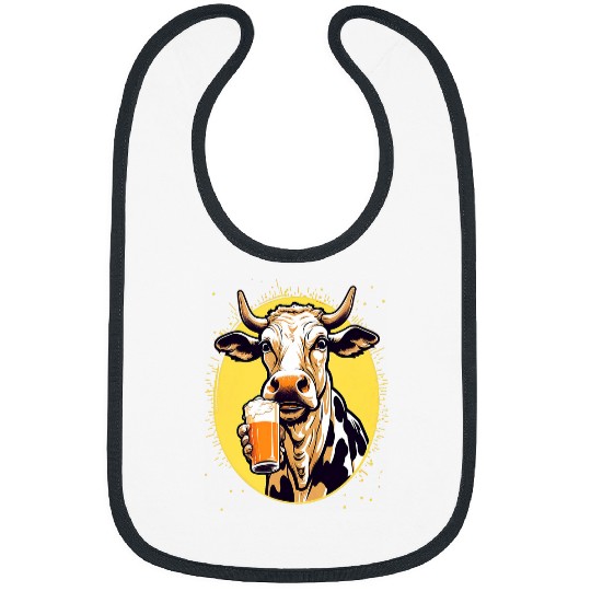 Cow Pet Drinking Beer Glass Mug Brew Beer Drinker Drunk Cows Bibs