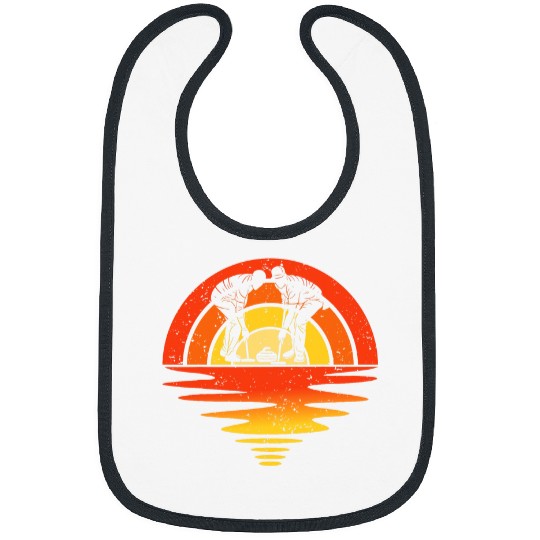 Retro vintages Sunset Curling Player Winter Sports Men Women Bibs
