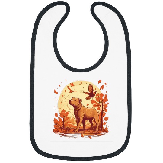 Pitbull Fall Leaves Thanksgiving Day Dog Lover Puppy Owner Bibs