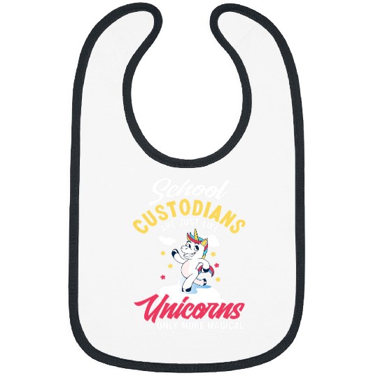 Unicorn Pet School Custodian Funny Unicorn Janitor Appreciation Bibs