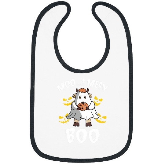 Cow Pet Moo I Mean Boo ghosts Cow Halloween Funny Bibs