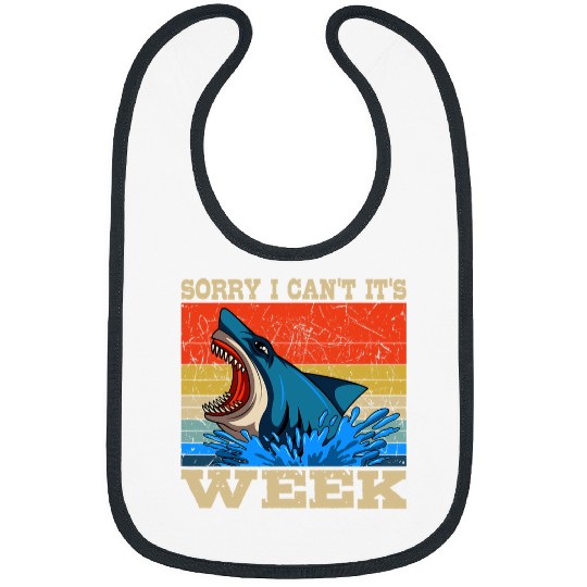 Shark Pet Vintage Sorry I Cant Its Week marine Retro Bibs