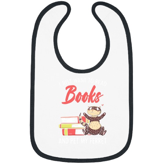 Book Fun Cute Ferret Book Reading Quote For Librarian Storyteller Bibs