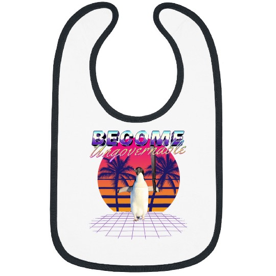 Penguin Pet BECOME UNGOVERNABLE Machete Penguin Meme Vaporwave 93 Bibs