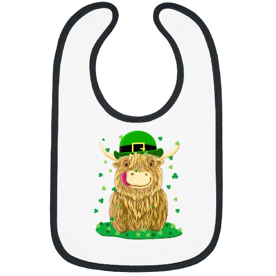Cow Pet scottish highland cow with shamrocks st patricks day Bibs