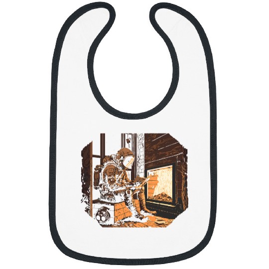 Book Fun Astronaut Reading By Fireplace In A Cabin Weird SciFi Funny Bibs