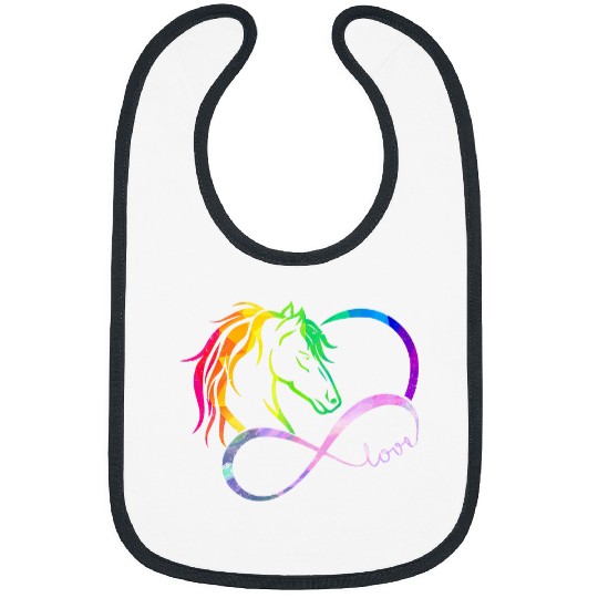 Horse Pet Rainbow Horse Lover Infinite Love Teen Girls Women Horse Tee Bibs