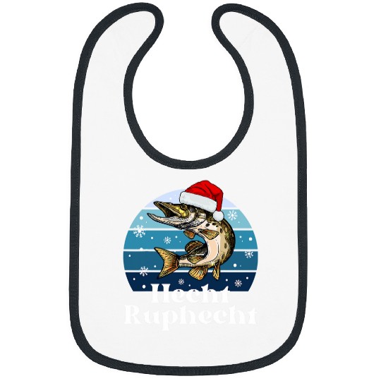 Fishing Fun Pike Ruphecht Retro Christmas for Fishing Fishermen Bibs