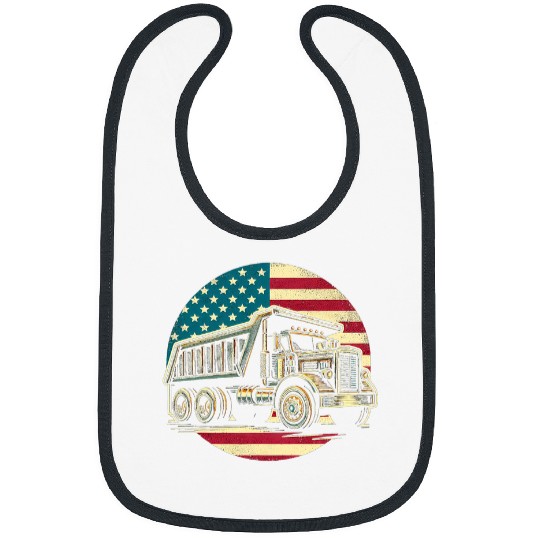 US American Flag Trucker Dump Truck Driver 4th of July Bibs