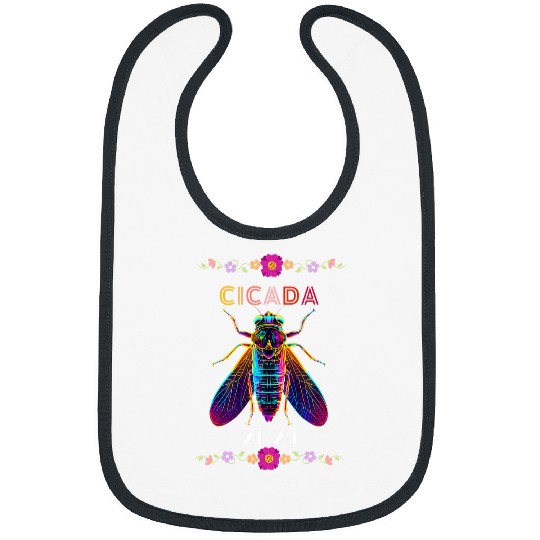 Floral Cicada Insect Bug Colorful Entomology Entomologist Bibs