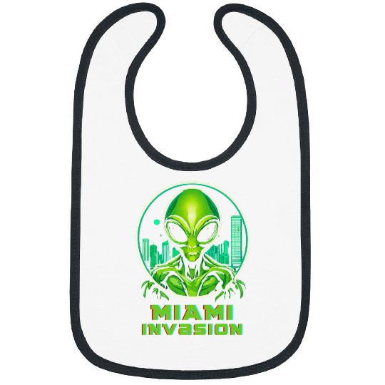 Aliens UFO Funny Miami Aliens 2024 Green Alien Miami UFO Believer 1 Bibs