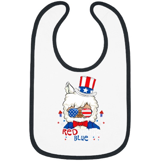 Llama Pet Red White Blue Llama Fireworks Patriotic th of July Bibs