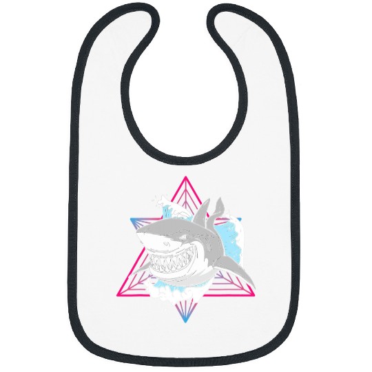 Shark Pet White Shark in the Sea Sea Life Retro White Bibs