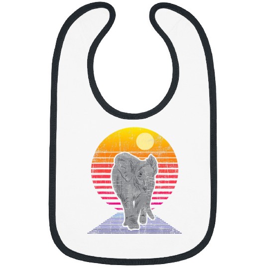 Elephant Mammal Retro Elephant Art Zoologist Zookeeper Animal Lover Bibs