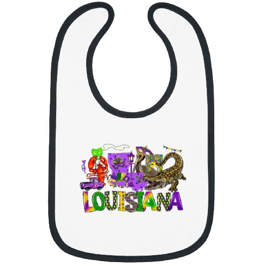 Alligator Pet Louisiana Mardi Gras New Orleans Alligator Pelican Crawfish Bibs
