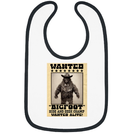 Bigfoot Pet Sasquatch Wanted Poster Funny Western Cowboy Retro 2 Bibs